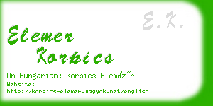 elemer korpics business card